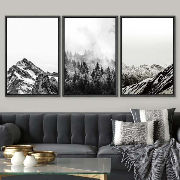 IDEA4WALL Misty Forest Landscape " IDEA4WALL Framed Canvas Print Wall